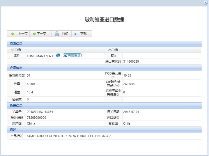 玻利维亚海关数据查询