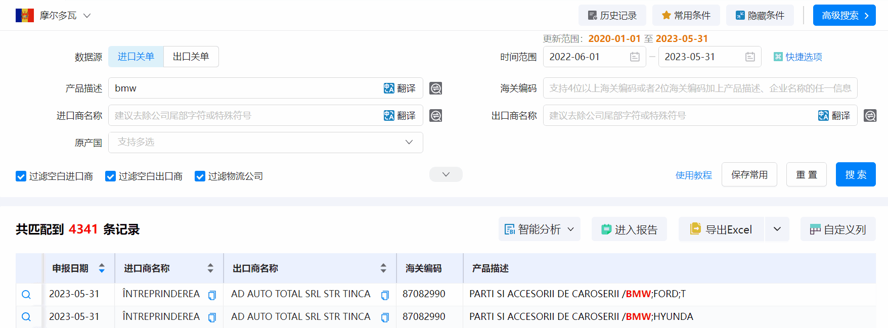 海关数据,摩尔多瓦海关数据,腾道海关数据