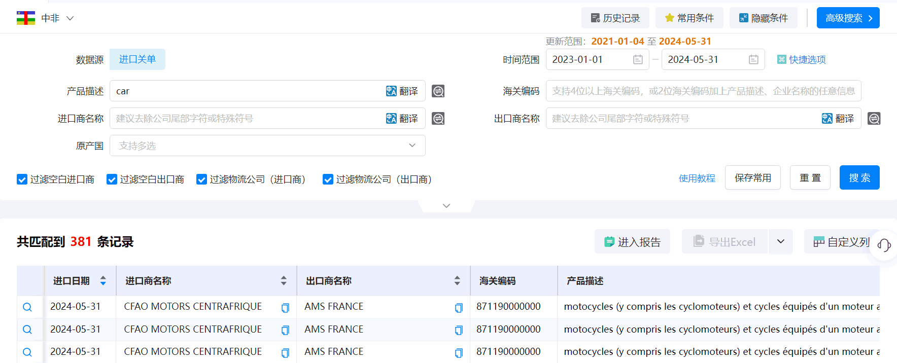 中非海关数据,海关数据,腾道海关数据