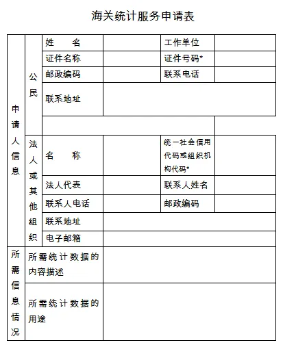 海关数据申请表