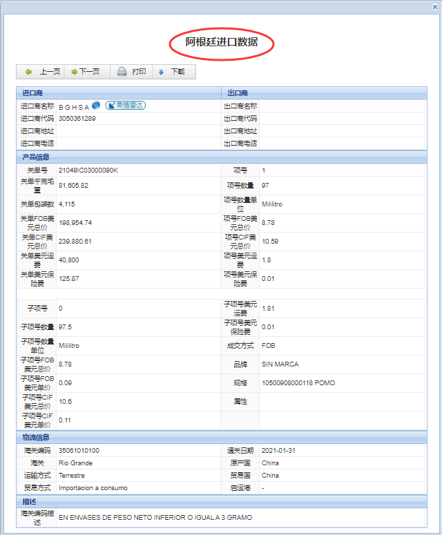 阿根廷海关数据,阿根廷进口数据,阿根廷进出口数据